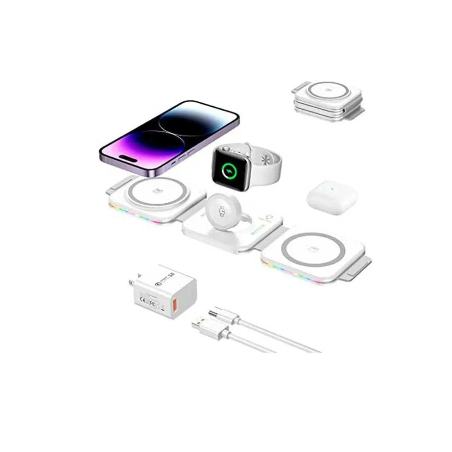 Cargador 3 en 1 inalámbrico Magsafe para iPhone, iWatch y Airpods miniatura 3